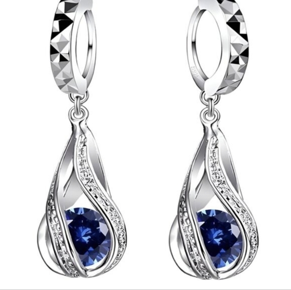 Sterling Silver Wedding Jewelry SetforWomen,SwirlingWaterDropp,Bridal,925STAMPED - Picture 2 of 9